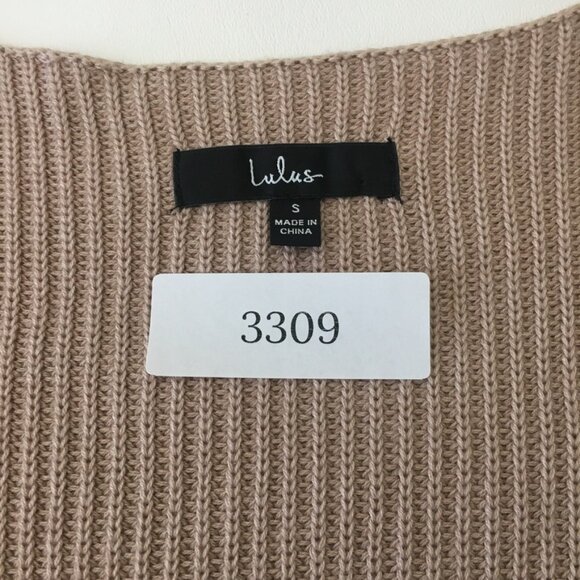 Lulus V Neck Sweater Womens Small Taupe Dolman Sleeves - Picture 11 of 11